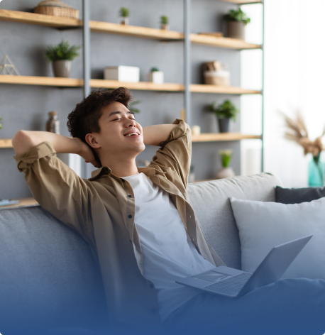 Man sitting on a sofa